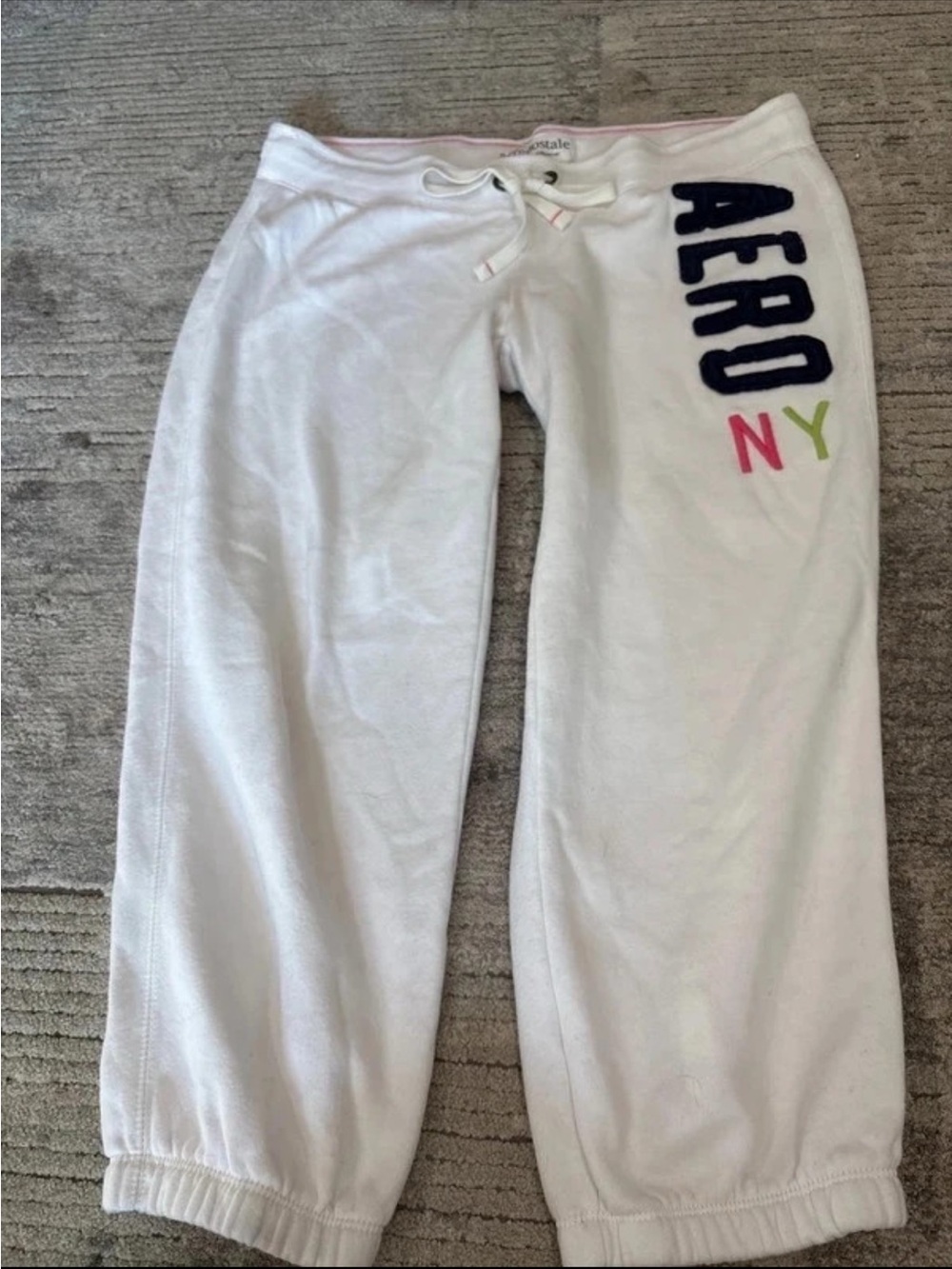Aeropostale White Capris with Navy AERO and Pink/Green NY